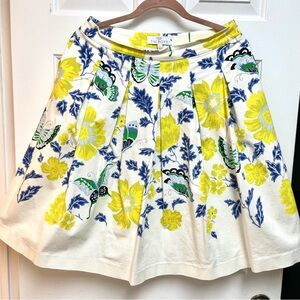 Talbots Yellow and Blue Pleated A-Line Skirt